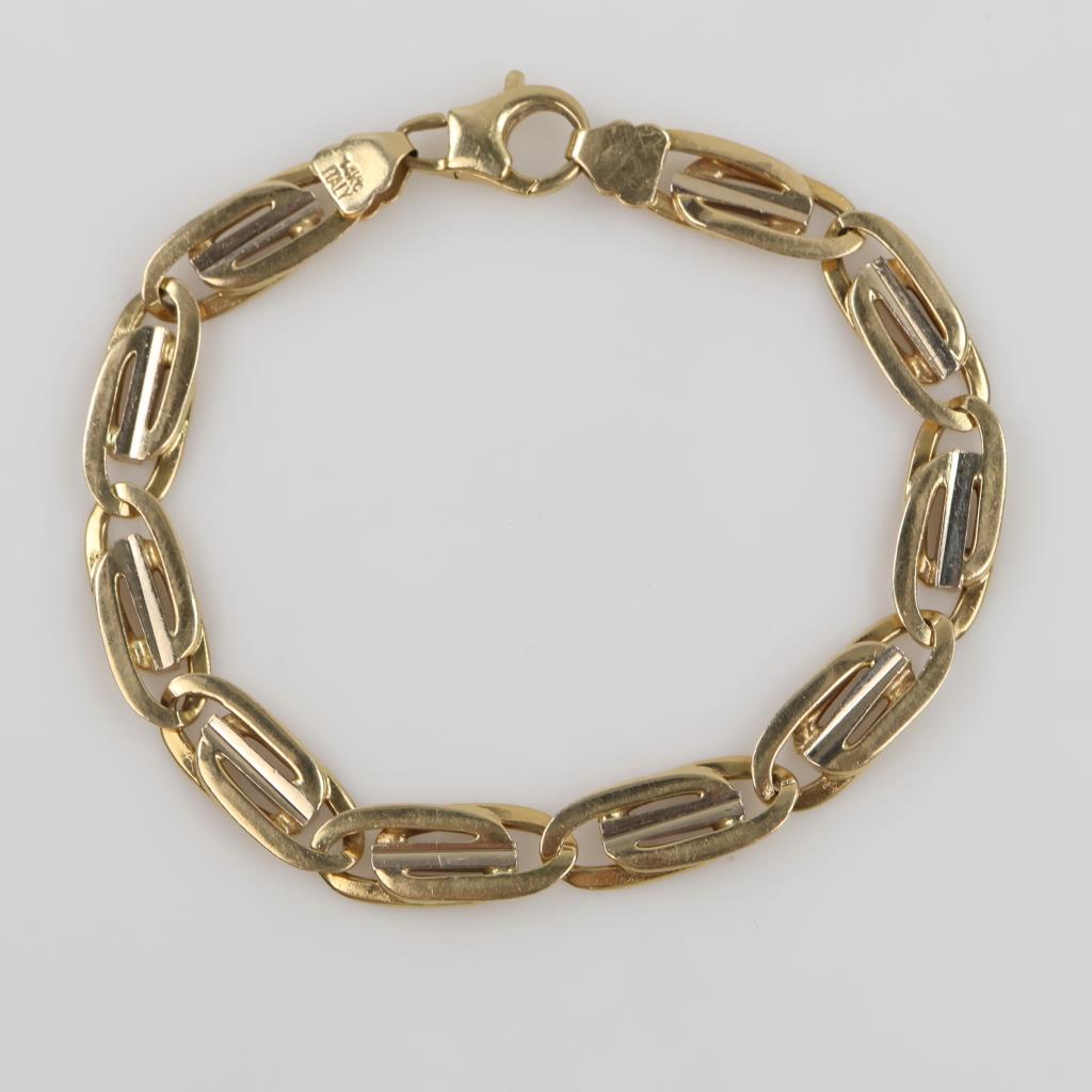 14kt Two Tone Gold Double Oval Link Bracelet