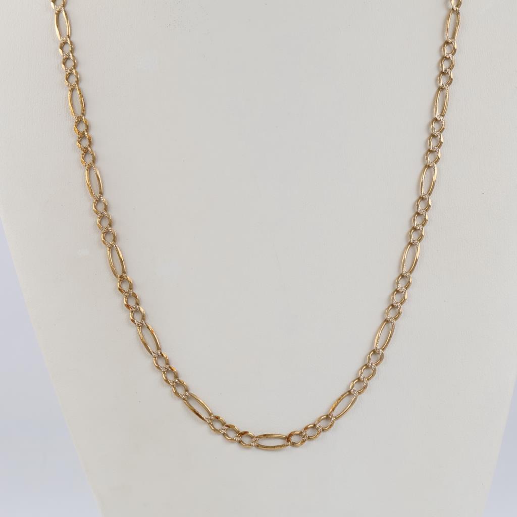 14kt Two Tone Gold Figaro Link Necklace