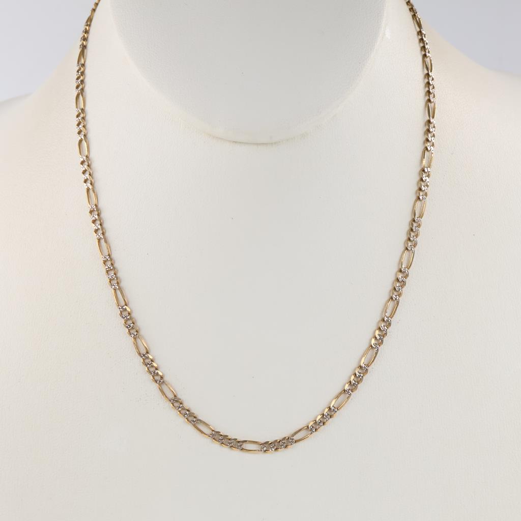 14kt Two Tone Gold Figaro Link Necklace