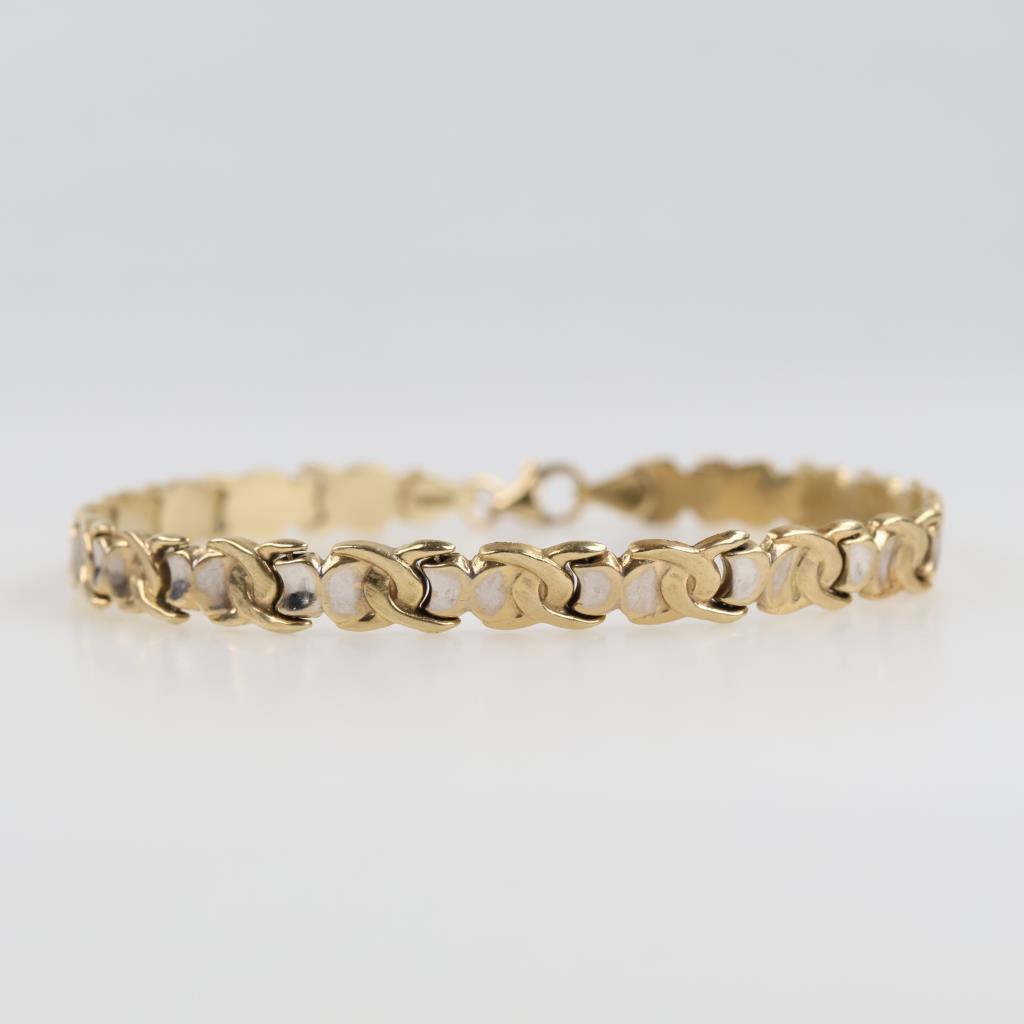 14kt Two Tone Gold Hollow Bracelet