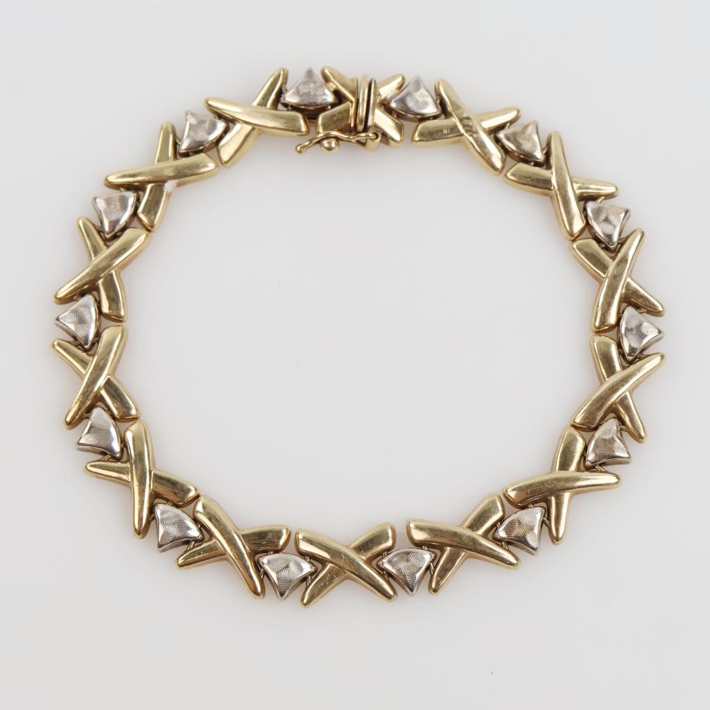 14kt Two Tone Gold Hollow Bracelet