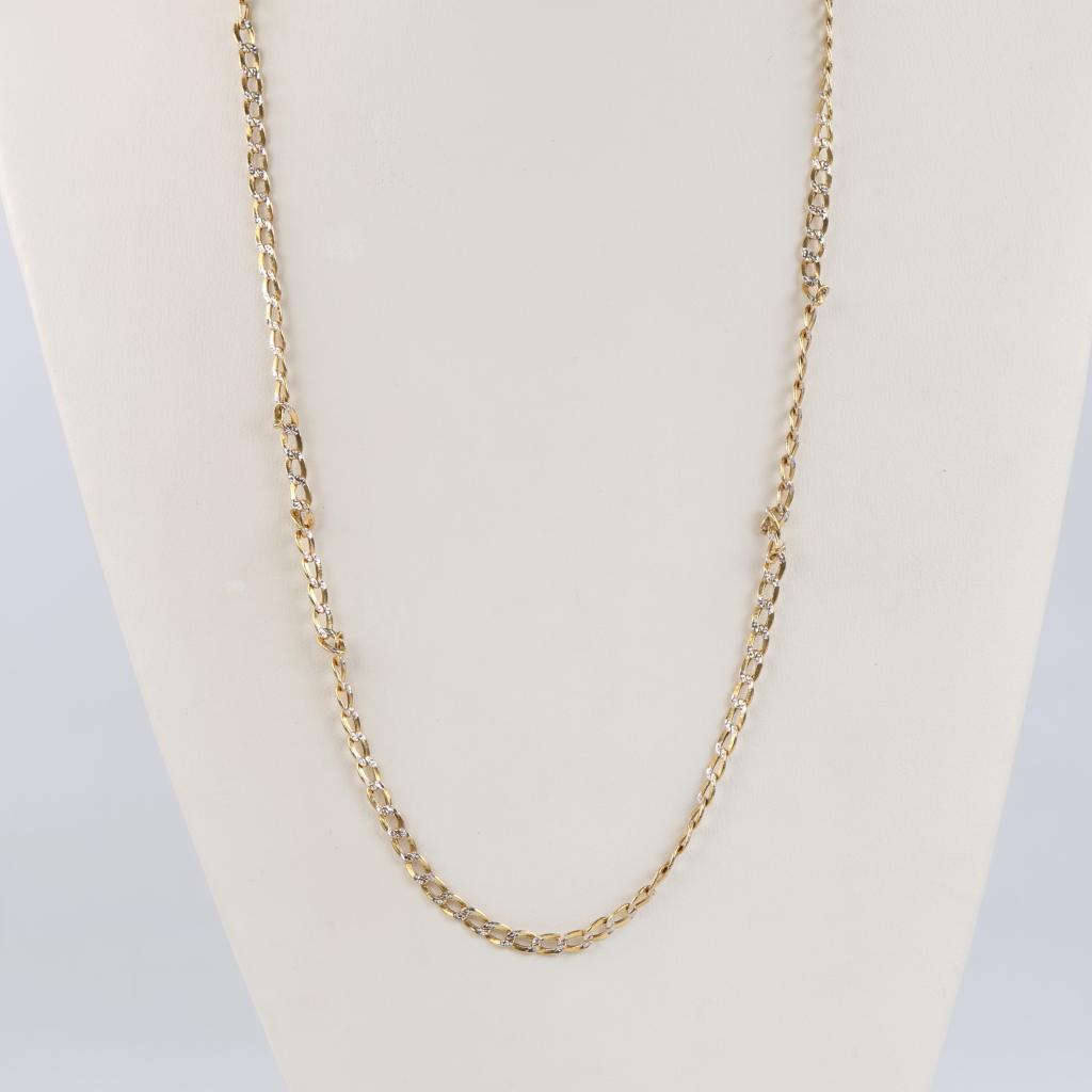 14kt Two Tone Gold Hollow Curb Link Necklace