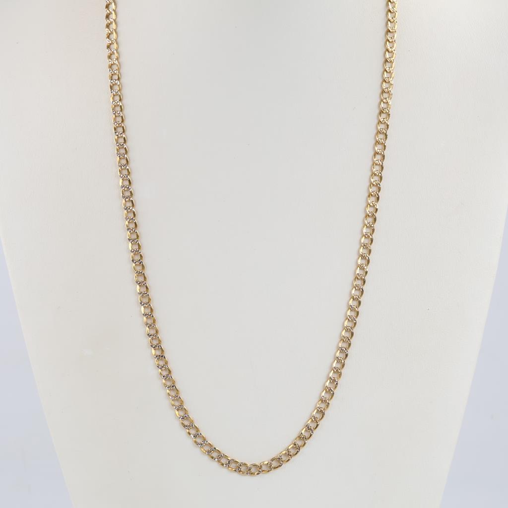 14kt Two Tone Gold Hollow Curb Link Necklace
