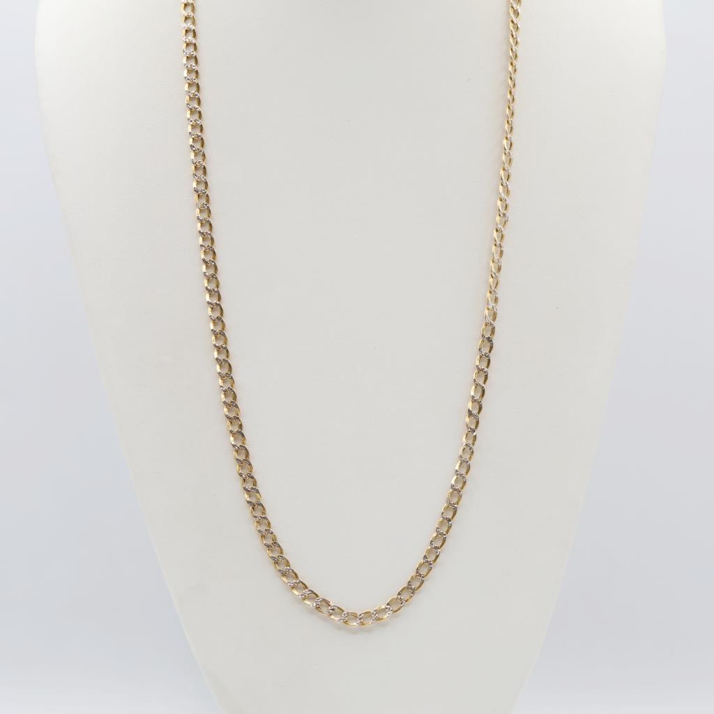 14kt Two Tone Gold Hollow Curb Link Necklace