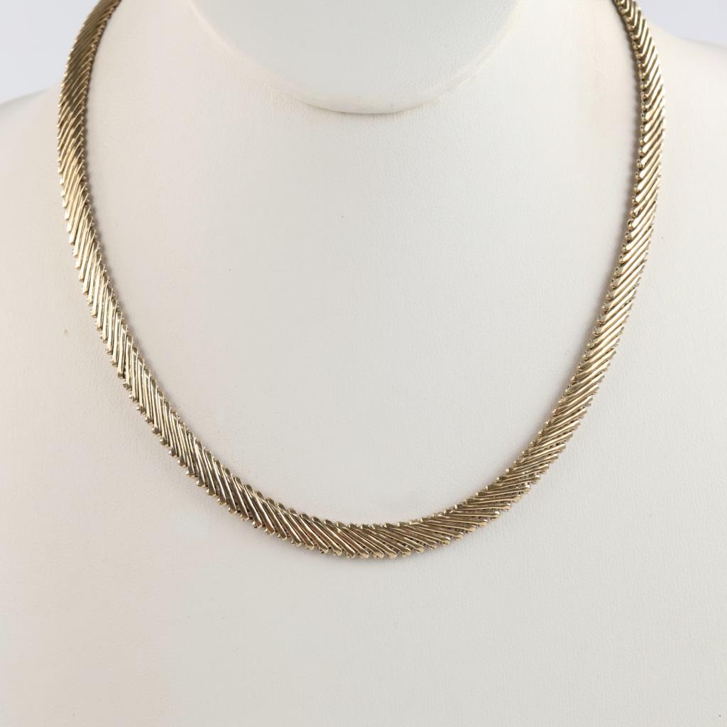14kt Two Tone Gold Hollow Link Necklace