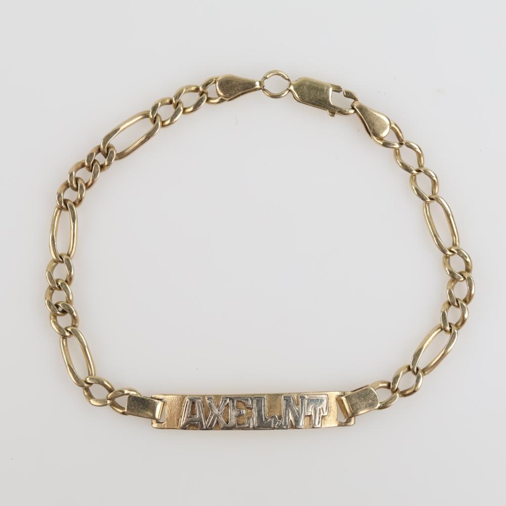 14kt Two Tone Gold Id Bracelet