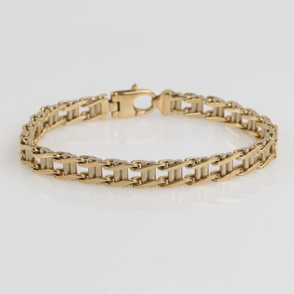 14kt Two Tone Gold Ladder Style Bracelet - Evaluated By Our Certified Gemologist-AGS/GIA