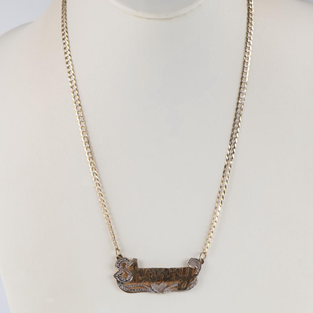 14kt Two Tone Gold Name Pendant Necklace