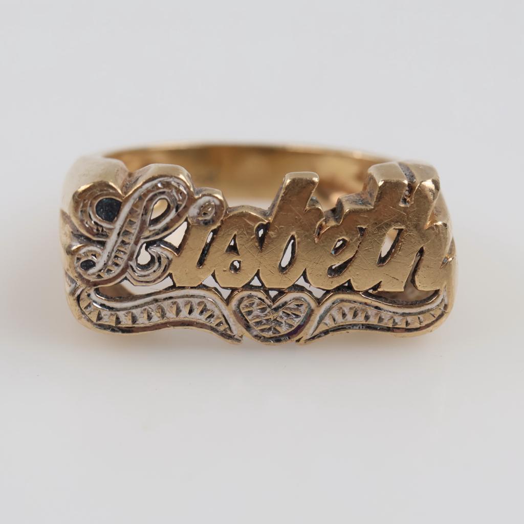 14kt Two Tone Gold Name Ring