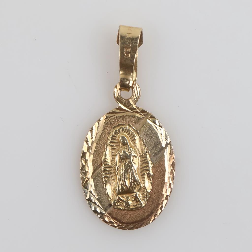 14kt Two Tone Gold Religious Pendant