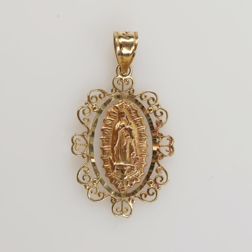 14kt Two Tone Gold Religious Pendant