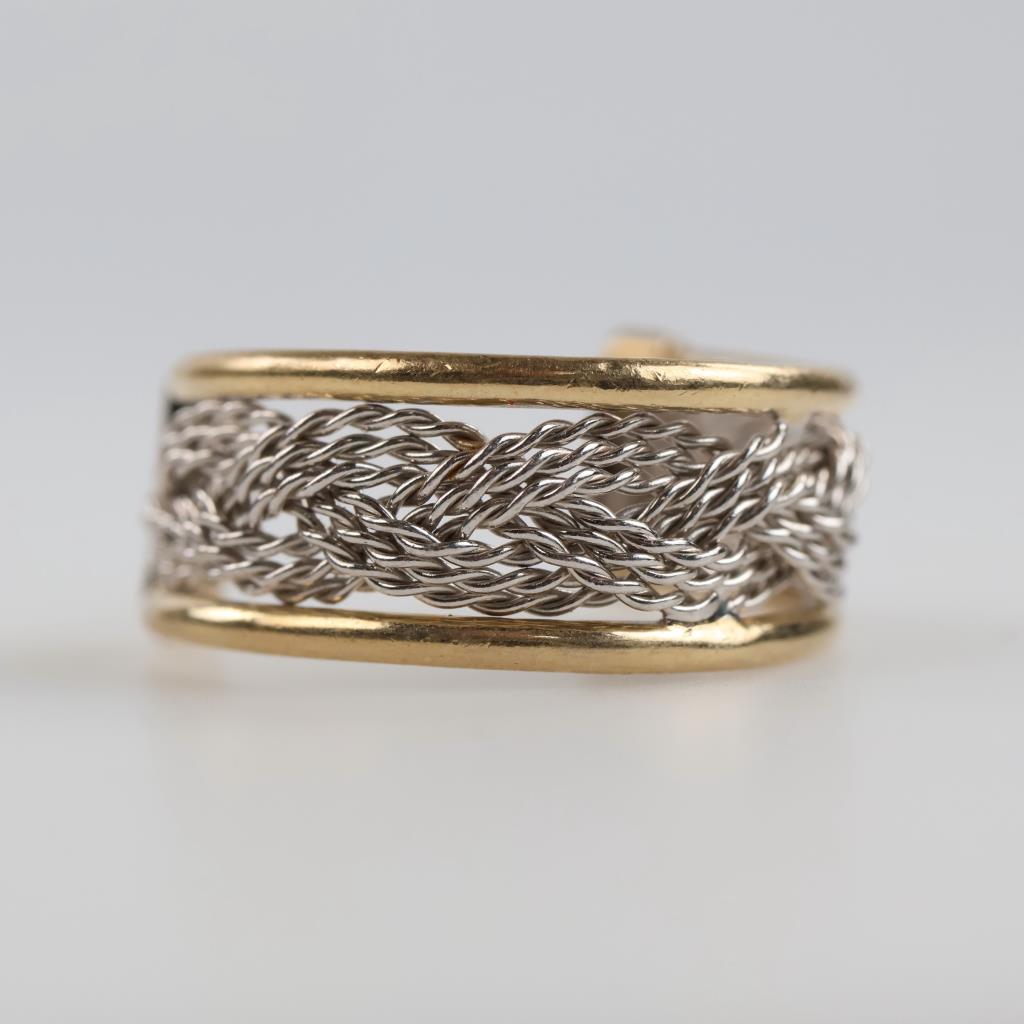 14kt Two Tone Gold Single Hoop Earring