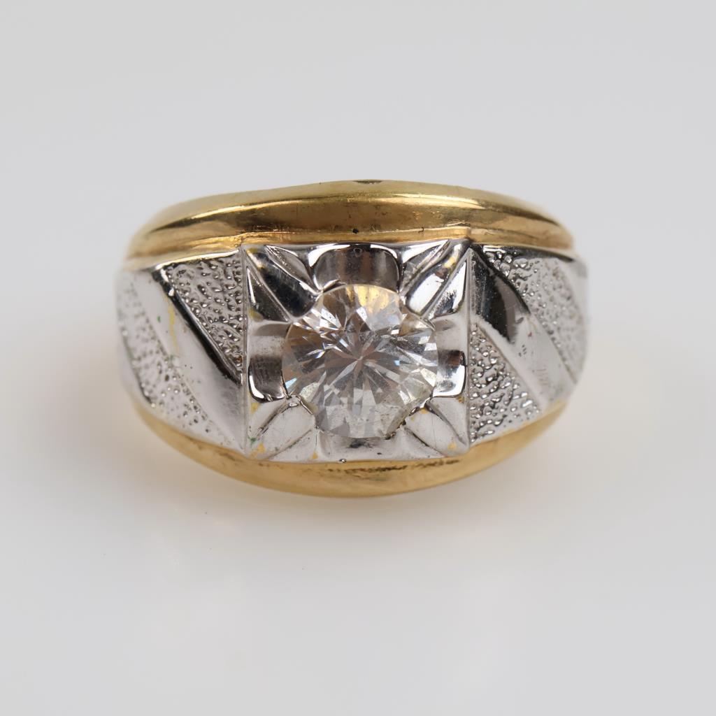 14kt Two Tone GP Clear Stone Ring