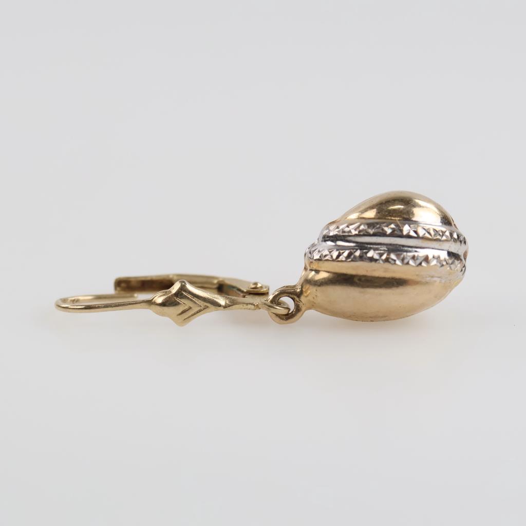 14kt Two Tone Hollow Dangle Earring