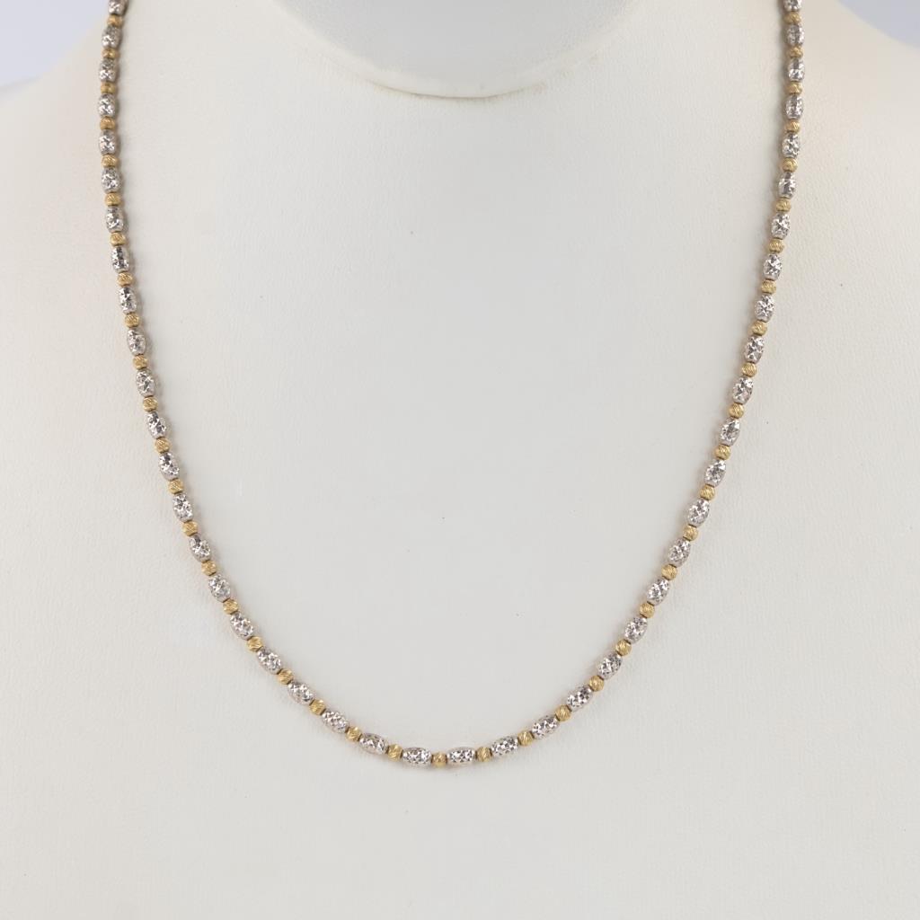 14kt Two-tone Gold Beaded Necklace