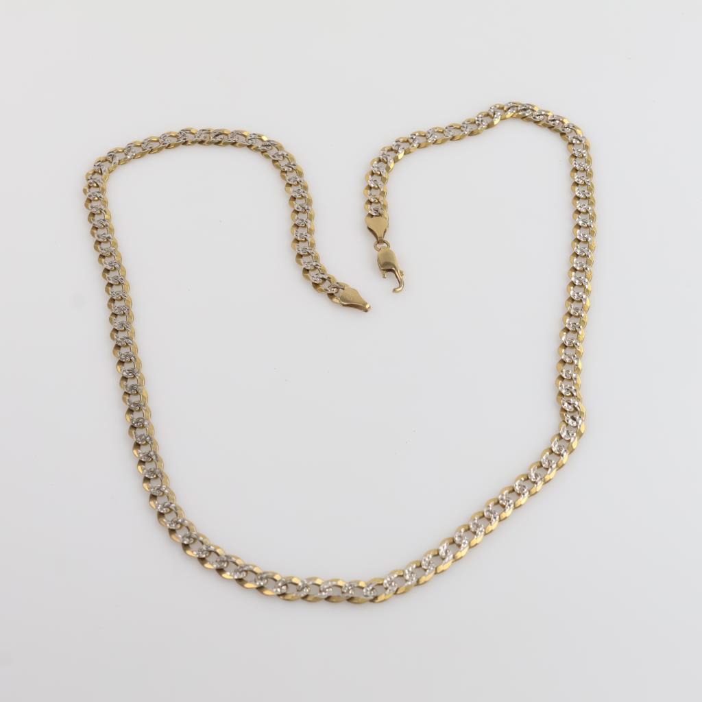 14kt Two-Tone Gold Flat Curb Chain Necklace