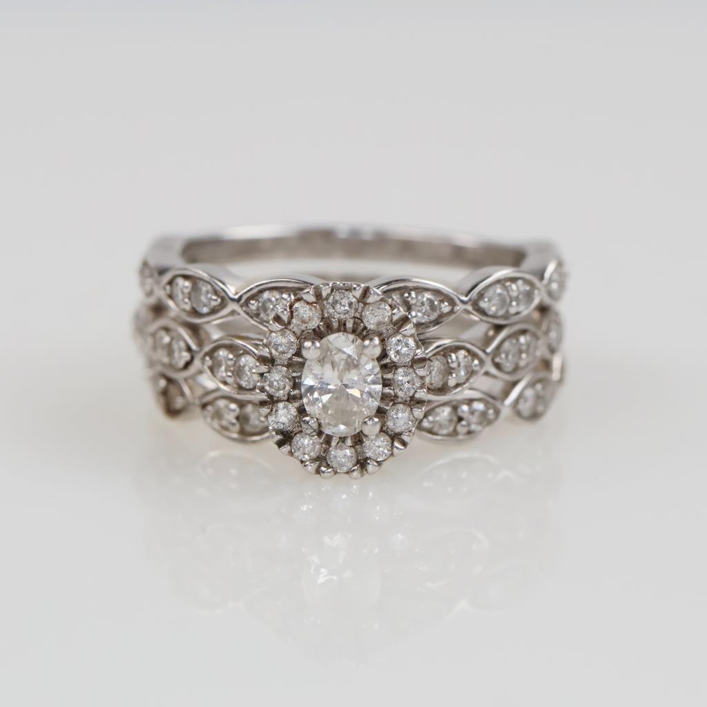 14kt White Gold 0.68ct TW Diamond  Wedding Ring Set -Evaluated By Our Certified Gemologist-AGS/GIA