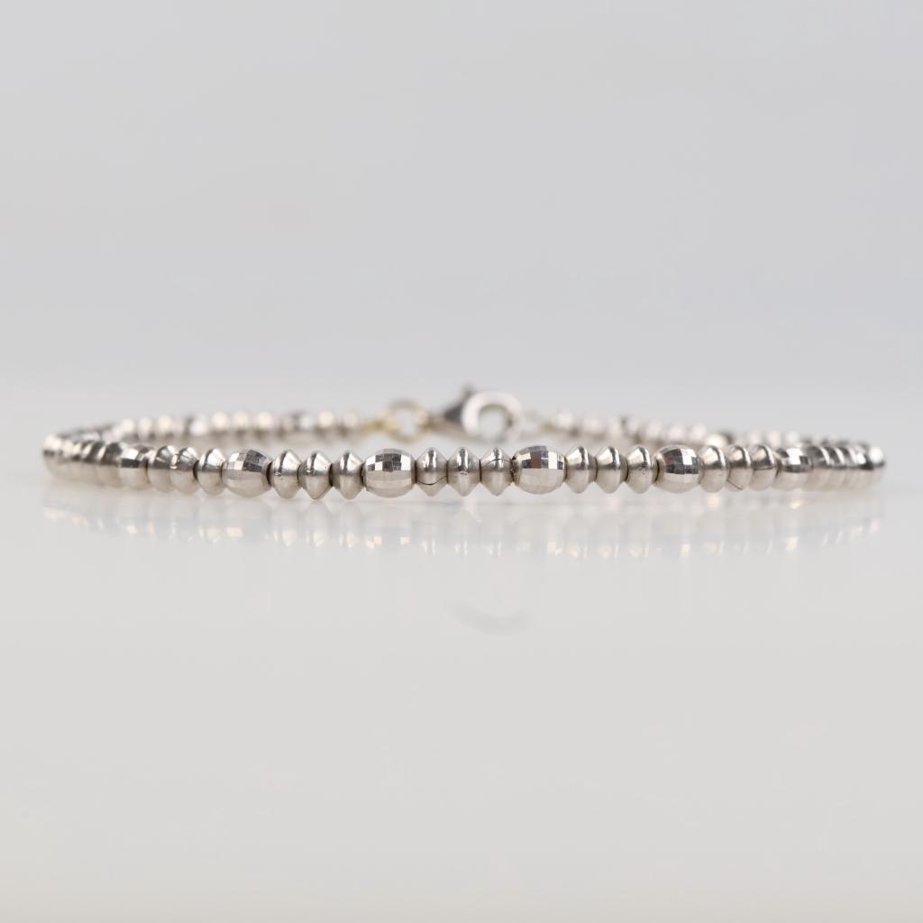 14kt White Gold Beaded Wire Bracelet