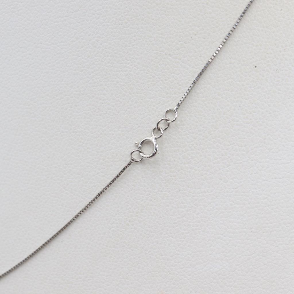 thumbnail image 2 of 14k Solid White Gold Box Chain Necklace - Made In Italy, Super Thin 0.6mm, 16 To 24 Inch 2 of 6