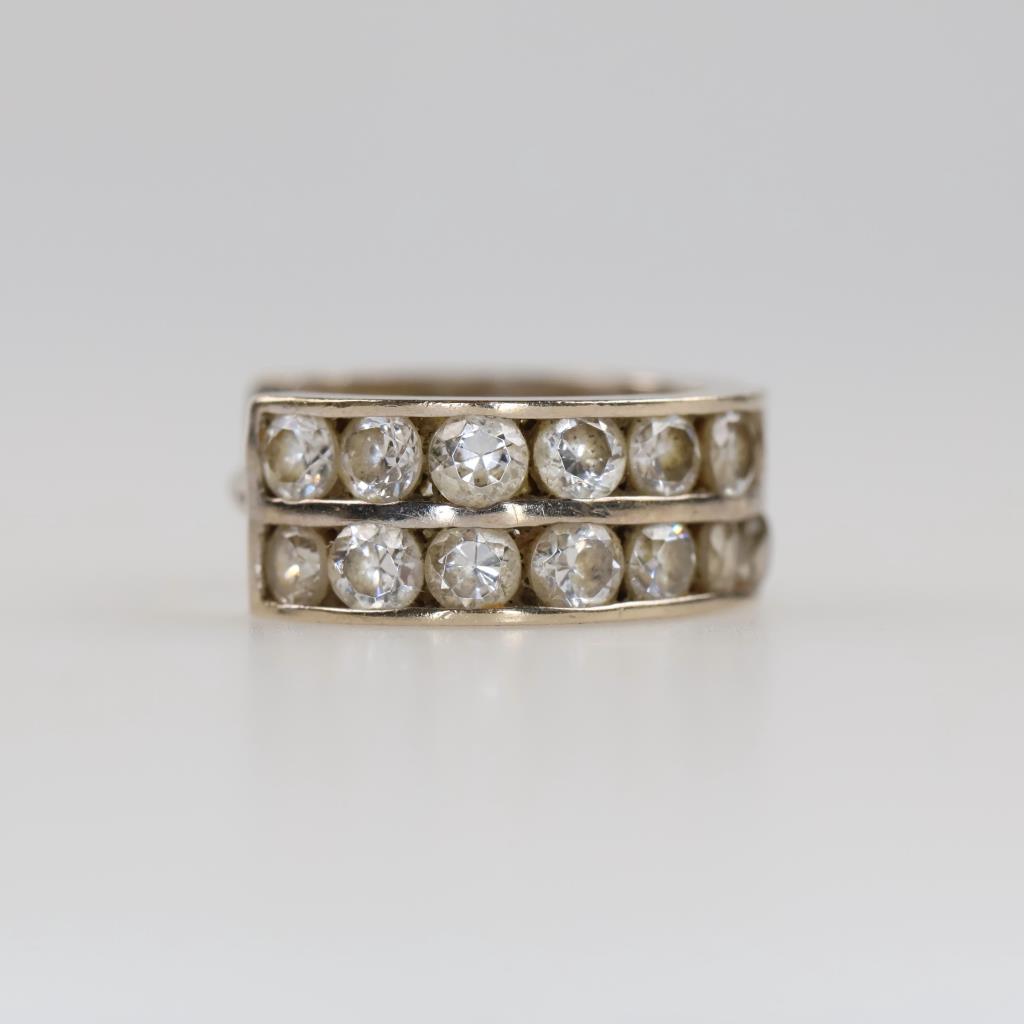 14kt White Gold Celar Stone Single Hoop Earring