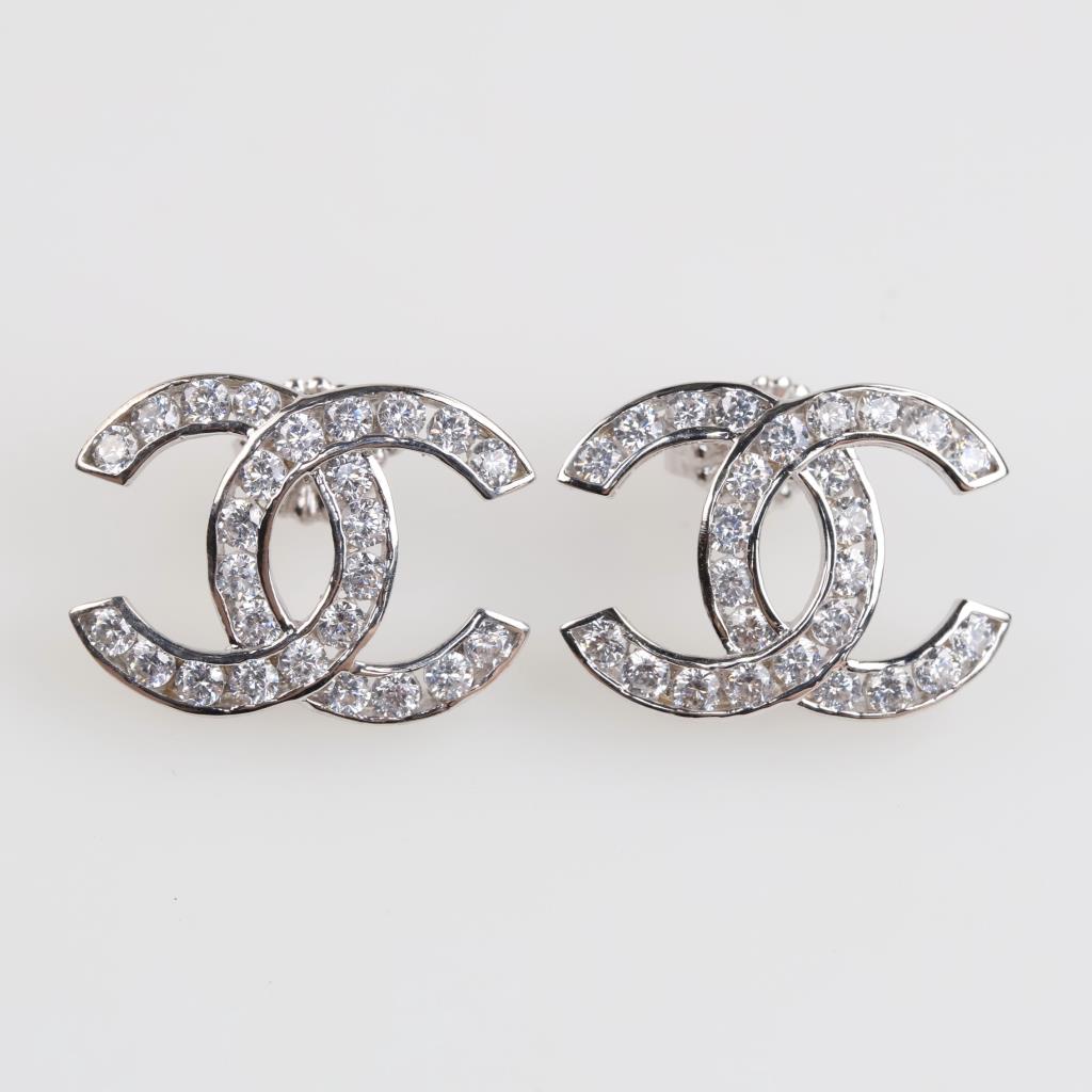 14kt White Gold Clear Stone Earrings