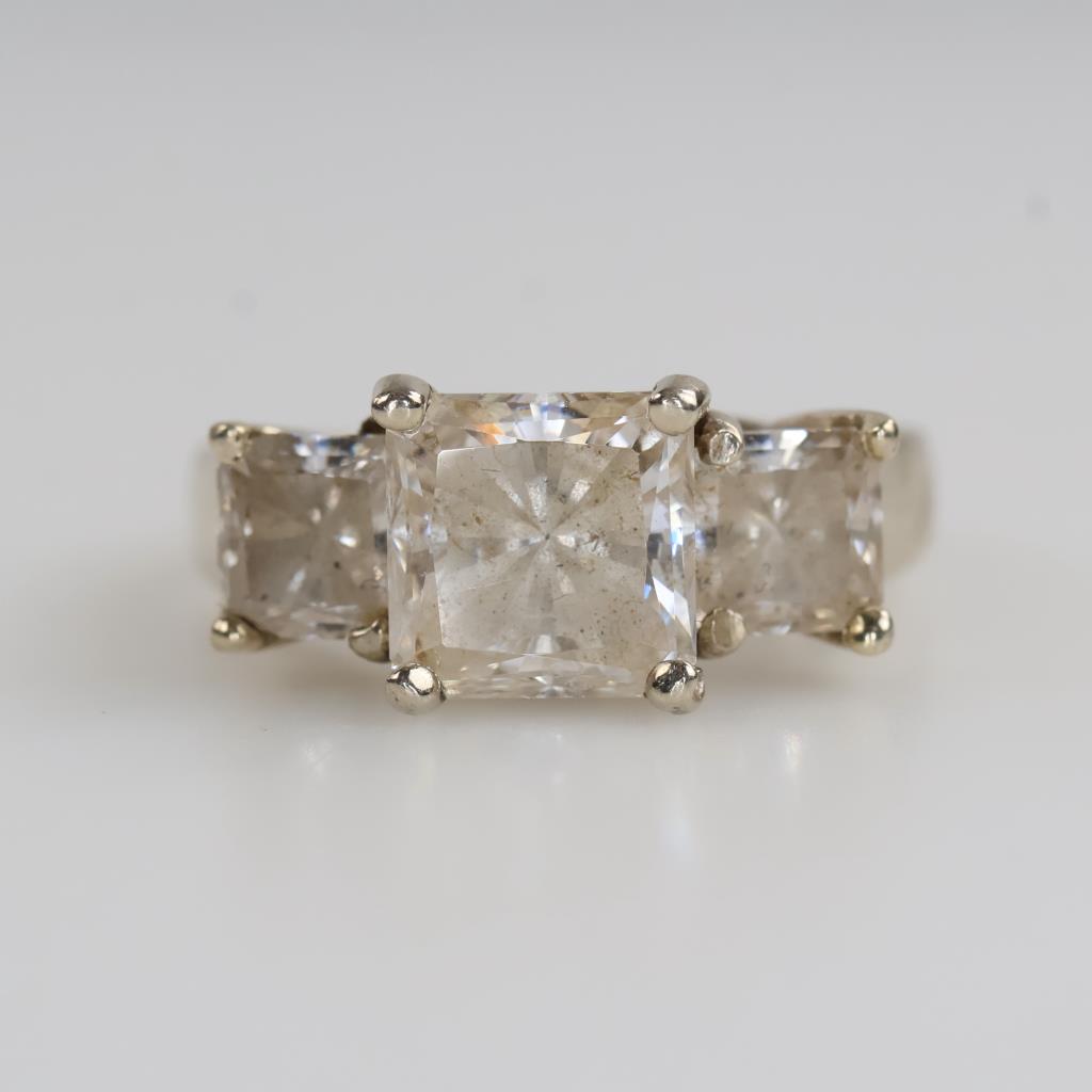14kt White Gold Clear Stone Ring