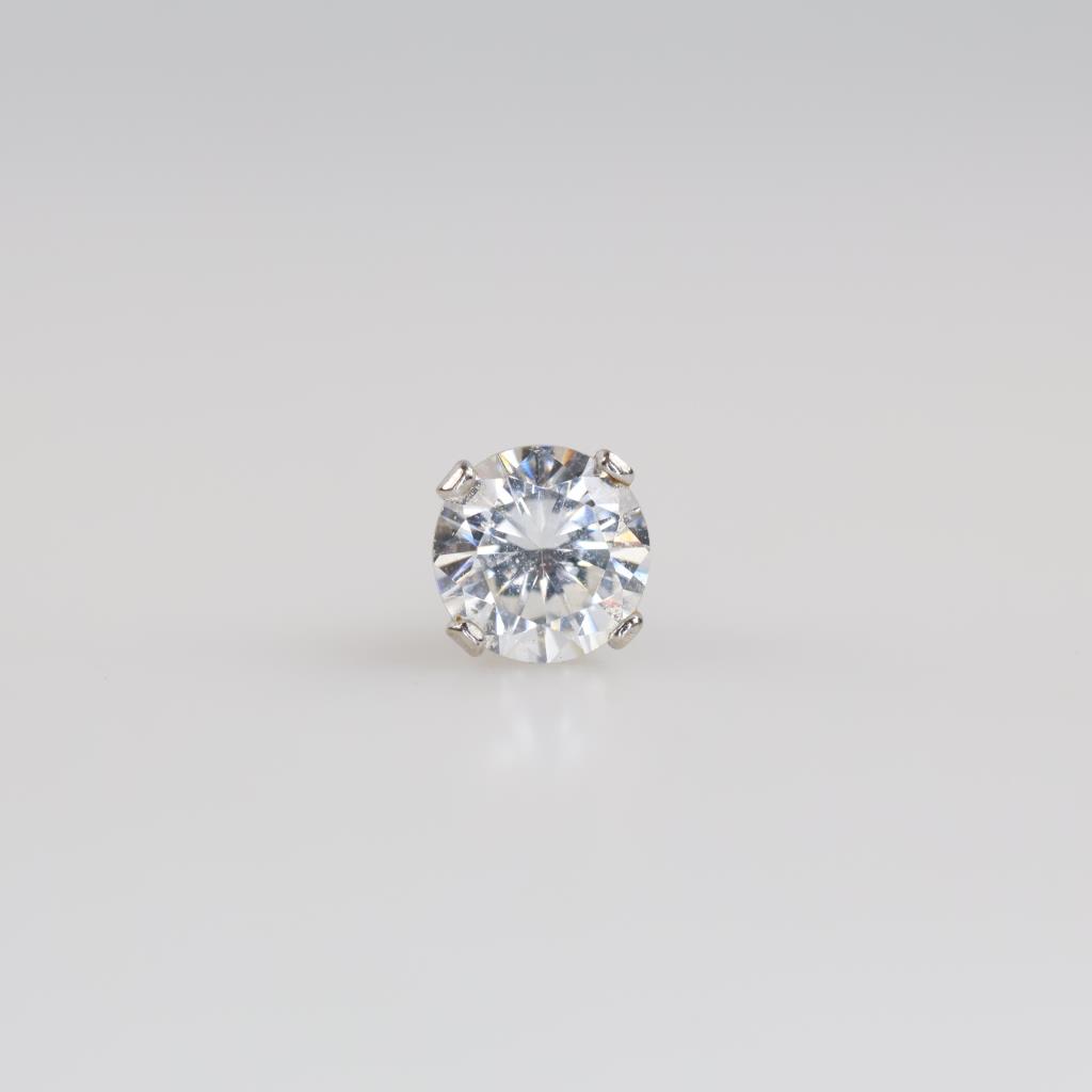14kt White Gold Clear Stone Stud Earring