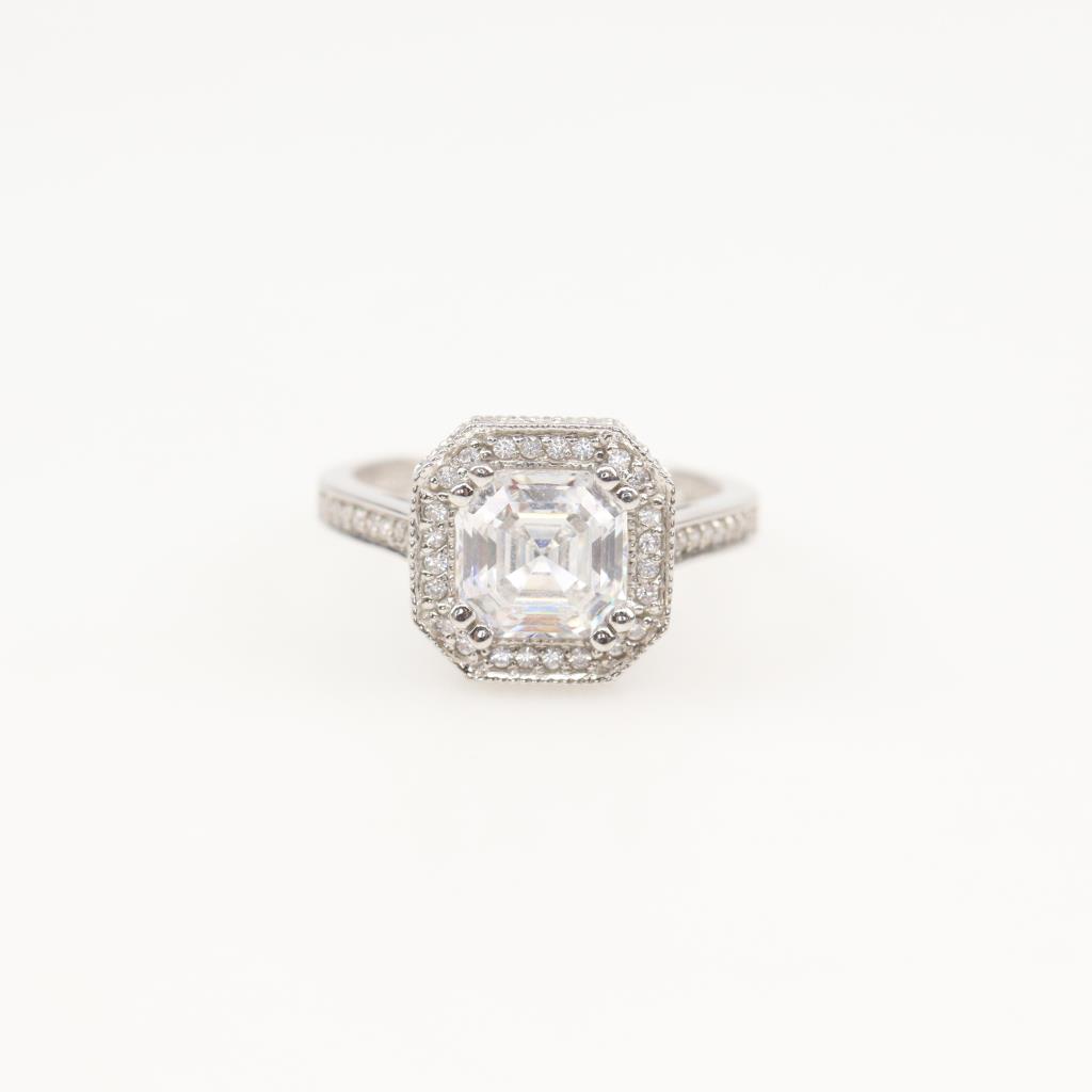 14kt White Gold Crystal And Cubic Zirconia Ring Property Room