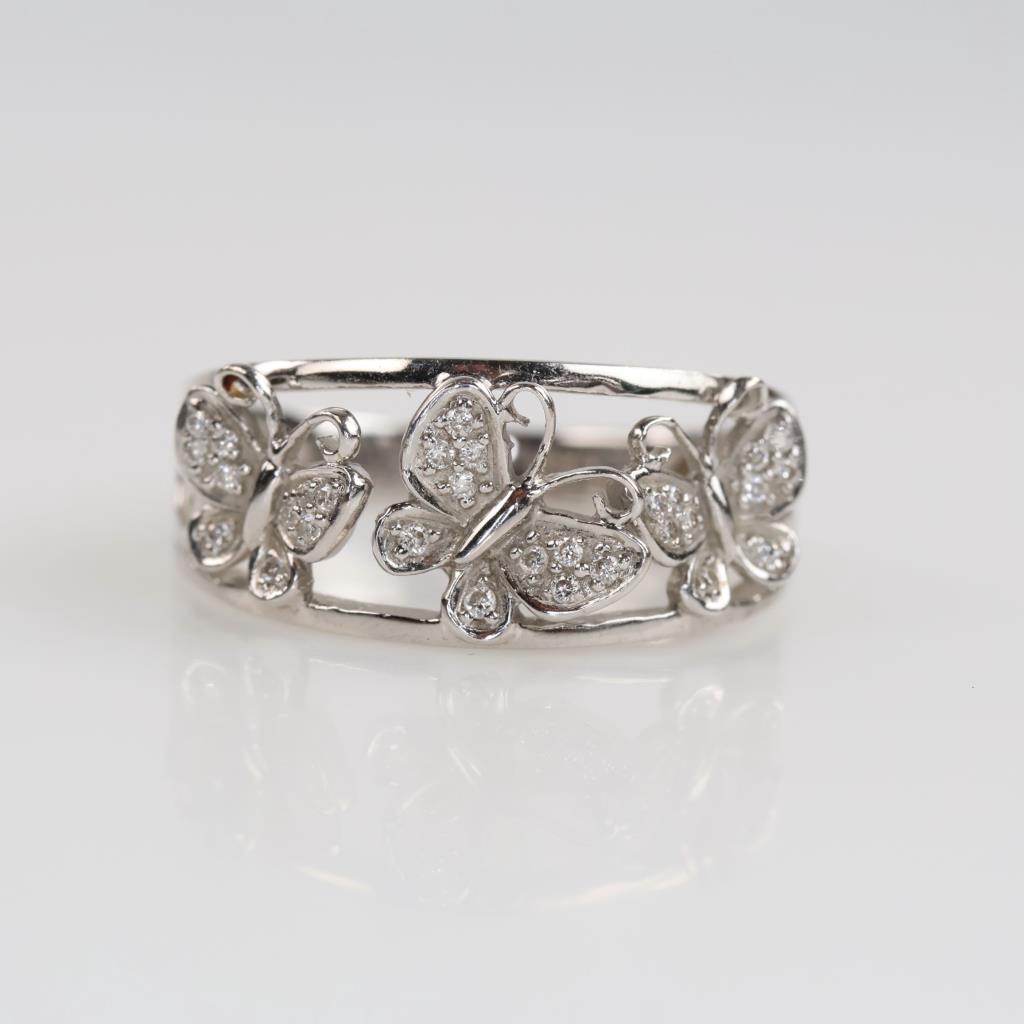 14kt White Gold Diamond Butterfly Ring