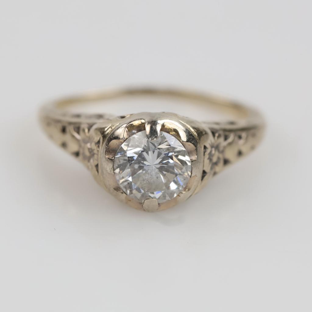 14kt White Gold Diamond Filigree Ring
