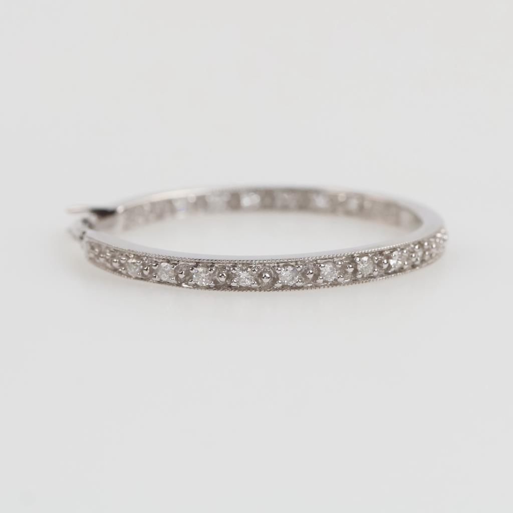 14kt White Gold Diamond Hoop