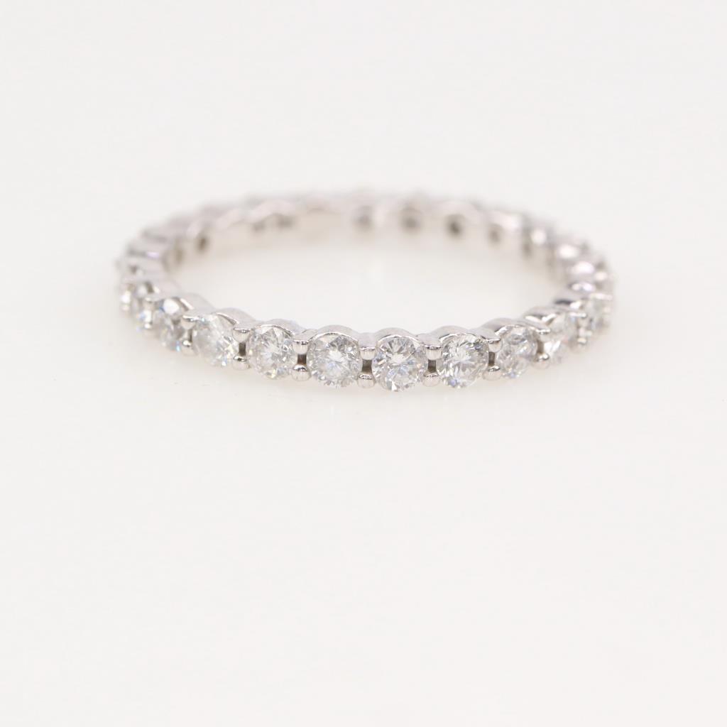 14KT White Gold Staggered 5 Row Diamond Ring main image 1