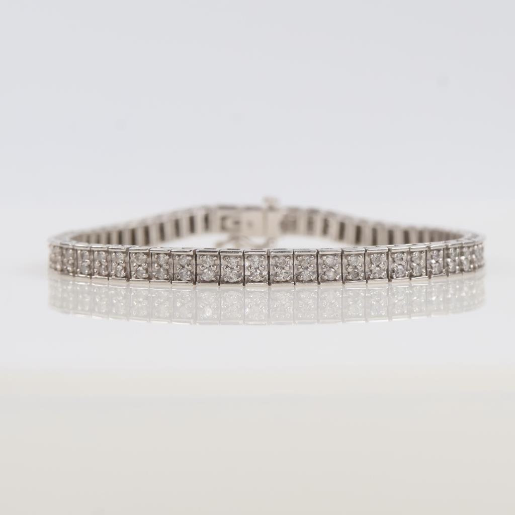 14kt White Gold Diamond Tennis Bracelet, Evaluated By Our Certified Gemologist-AGS/GIA