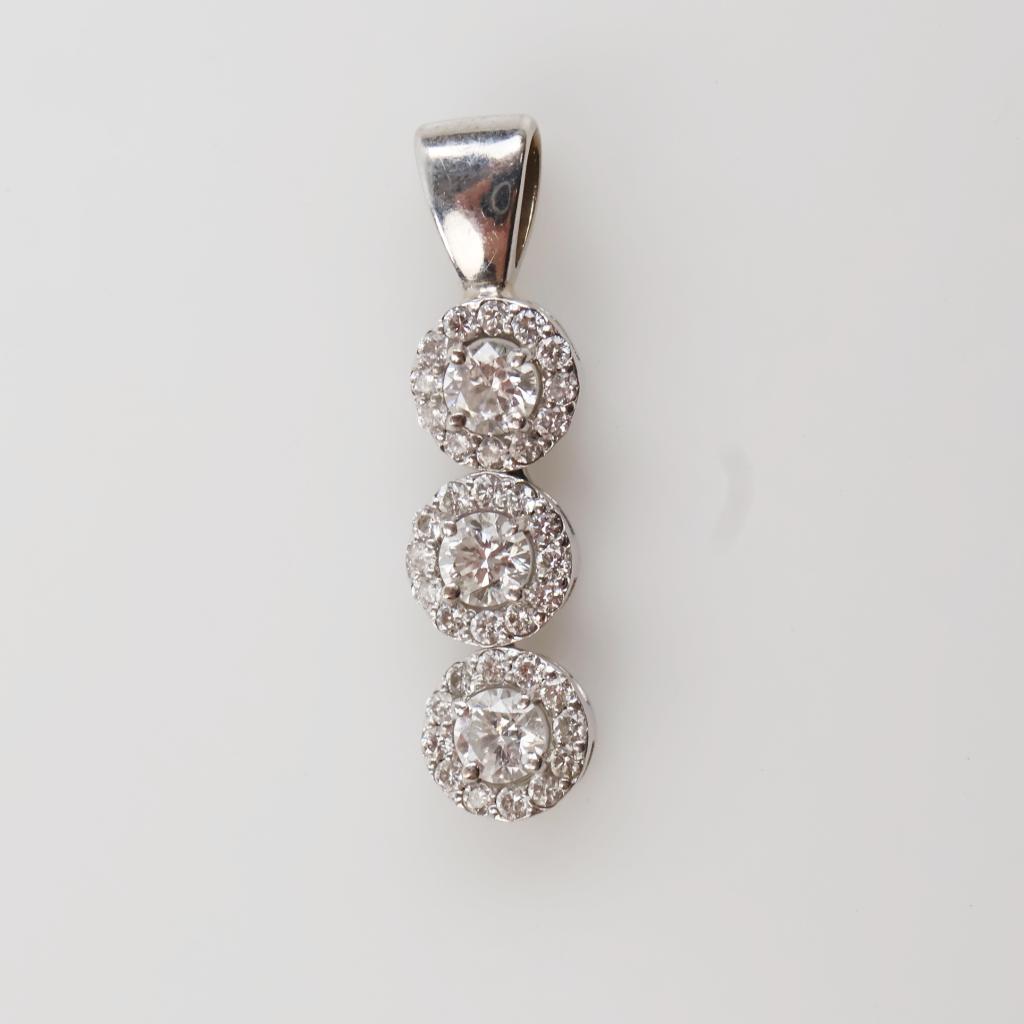 14kt White Gold Diamond Triple Pendant