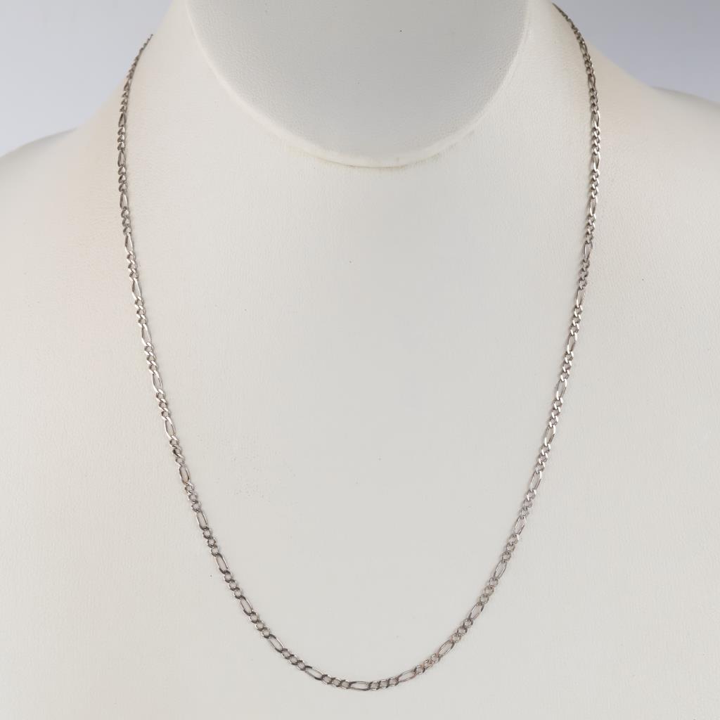 14kt White Gold Figaro Link Necklace