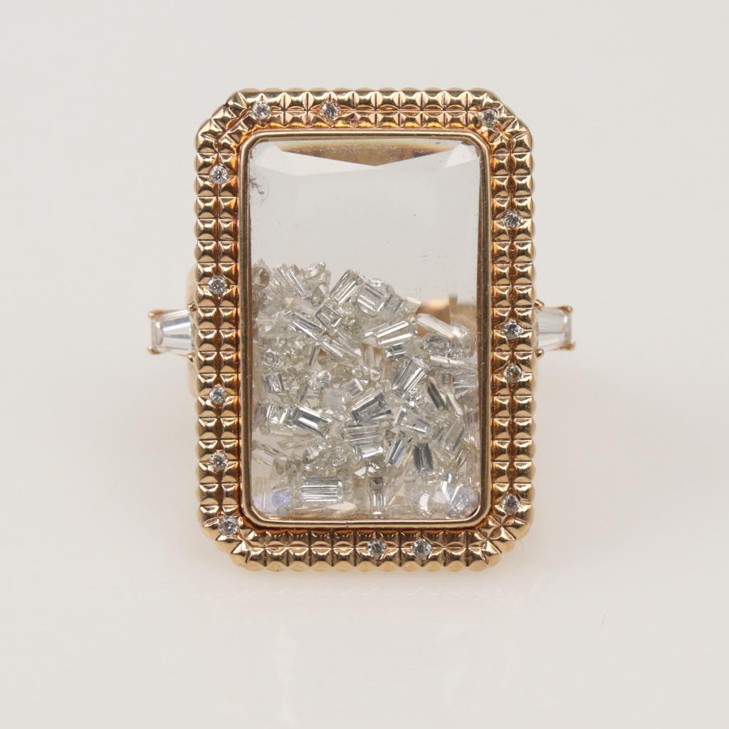 Diamond & 18k Gold Esmeralda Shaker Ring main image 0