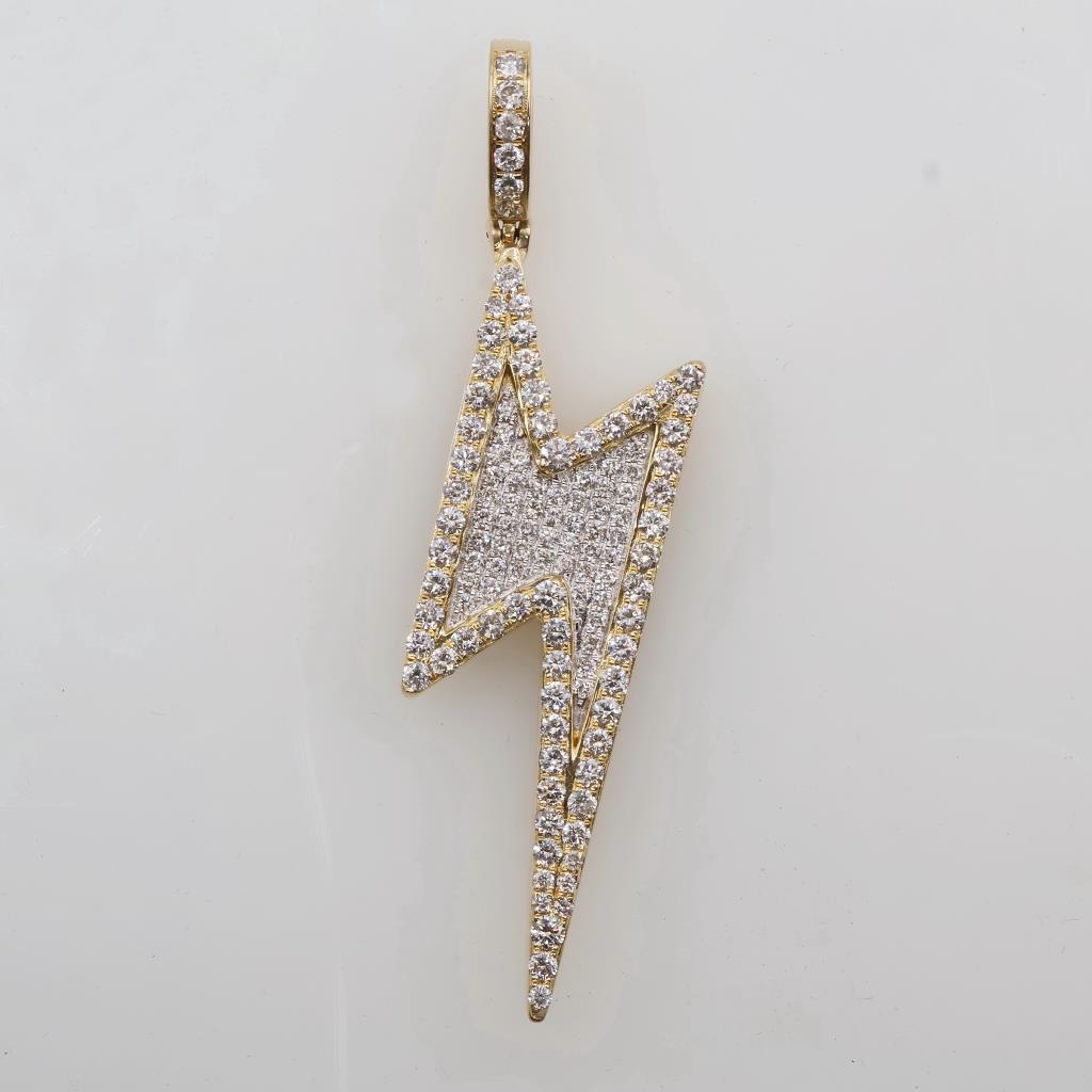 1.55cts TW Diamond 10kt Gold Lightning Bolt Pendant