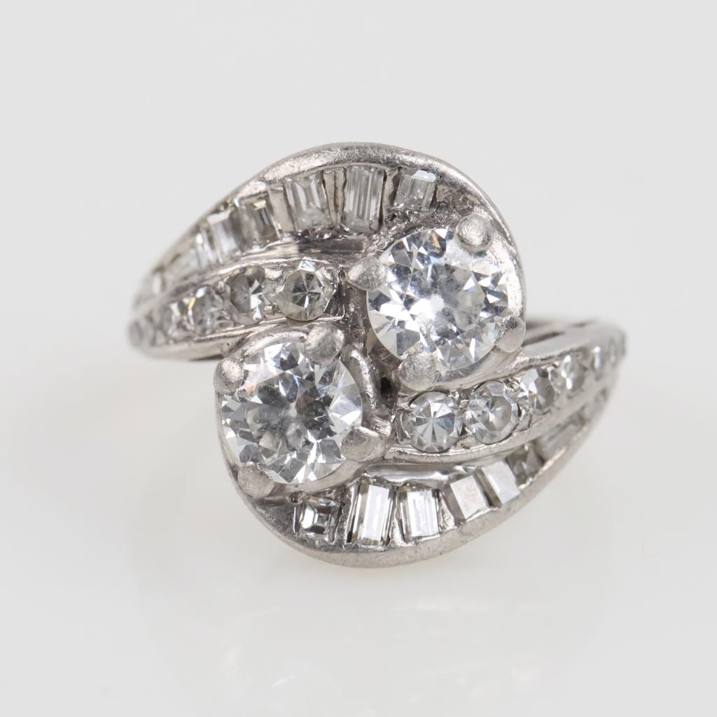 1.75cts TW Diamond Platinum Bypass Ring-Evaluated By Our Certified Gemologist-AGS/GIA