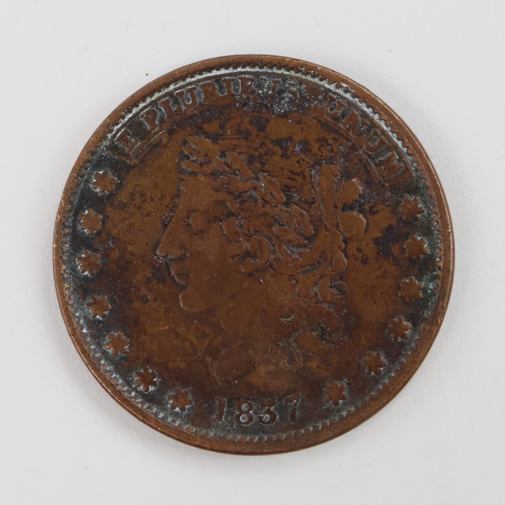 1837 Hard Times Token-Centre Market NY Copper Token