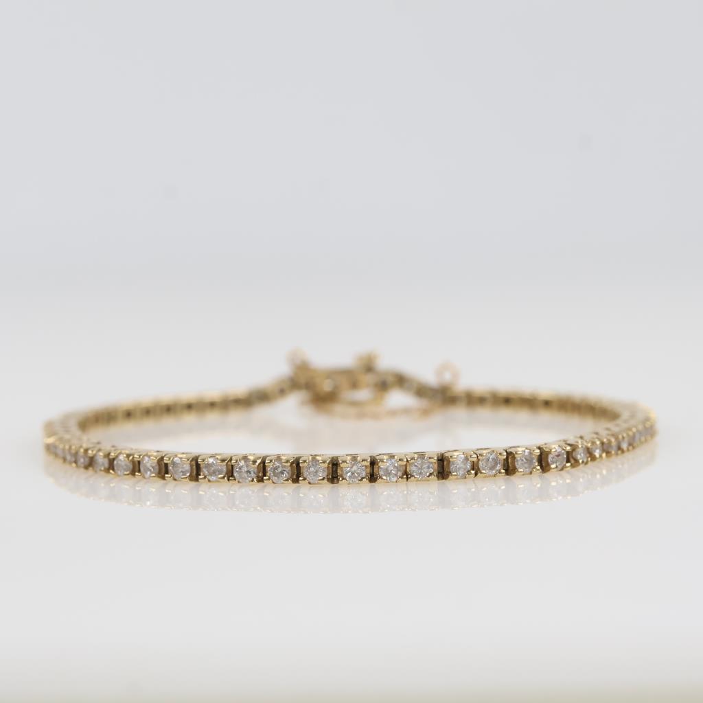 1.83cts TW Diamond 14kt Gold Tennis Bracelet-Evaluated By Our Certified Gemologist-AGS/GIA