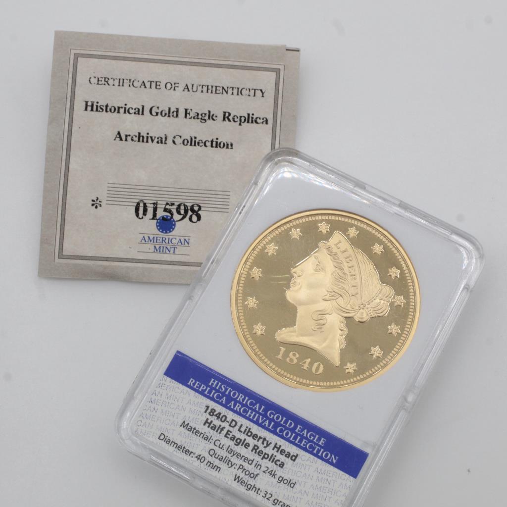 1840-D GP Liberty Head Half Eagle Proof Replica / With COA
