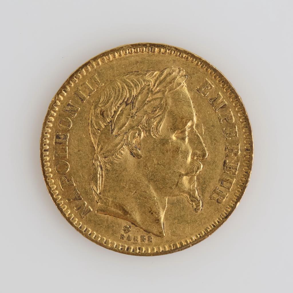 1863 Napoleon III BB Fine Gold 20 Francs