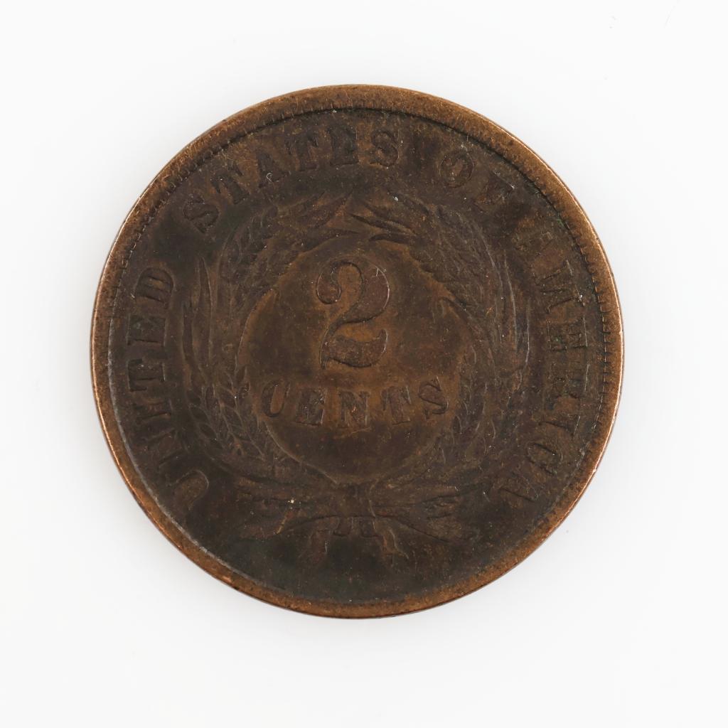 1864 US Large Motto Two Cents Shield Coin