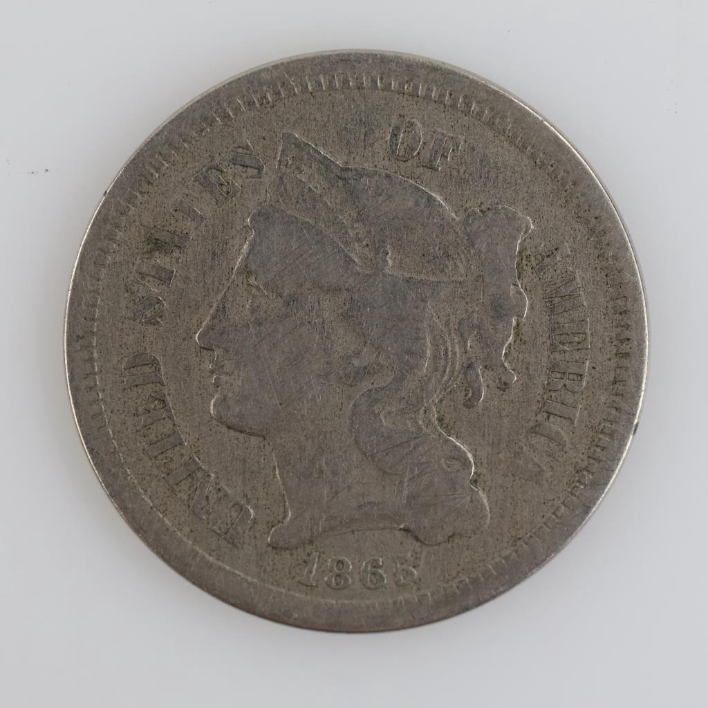1865 US Nickel Three-Cent Piece