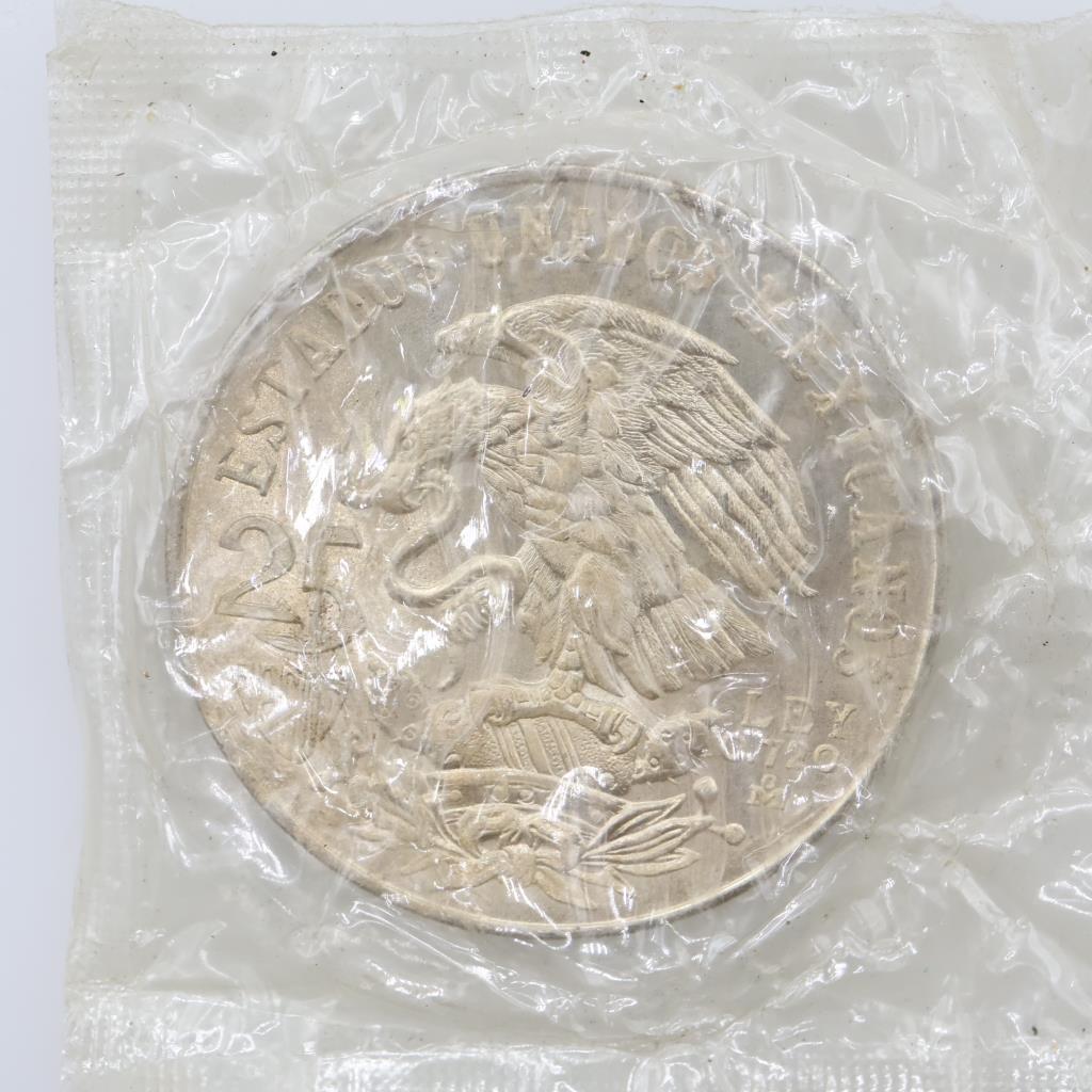 1868 Mexican Olympic 25 Pesos Silver Coin