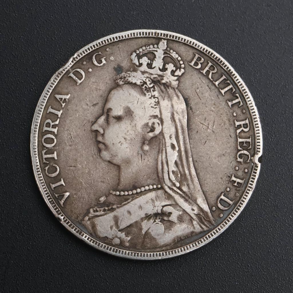 1890 United Kingdom Queen Victoria Jubilee Head Silver Crown