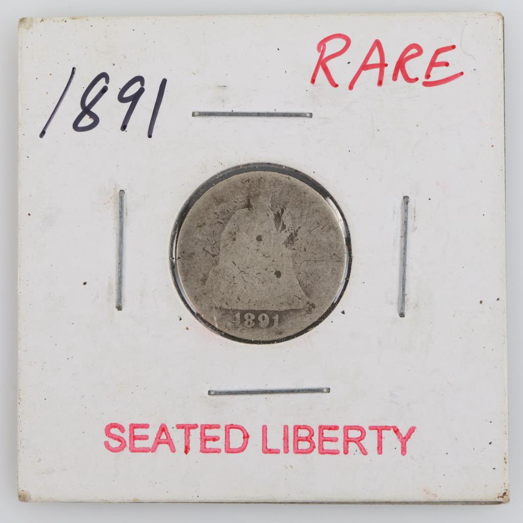 1891 US Liberty Seated Silver Dime