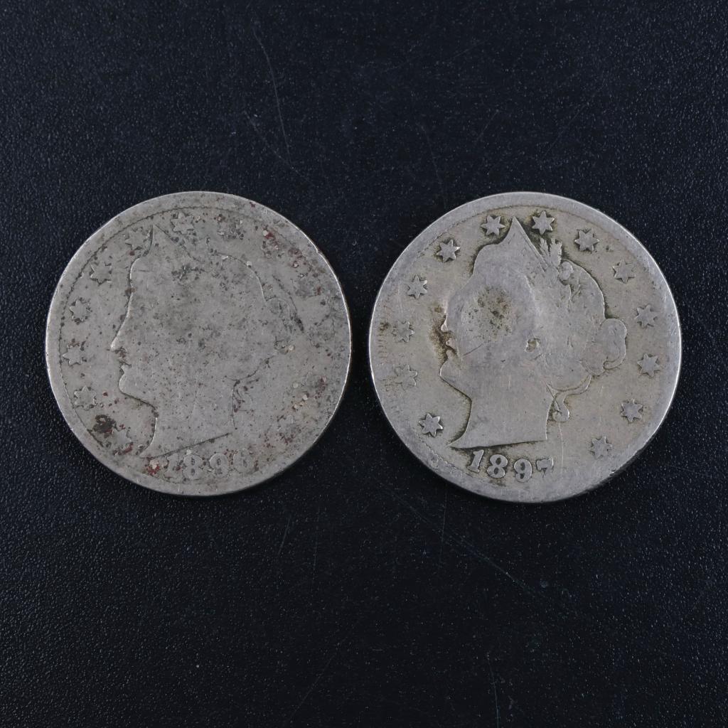 1896 & 1897 Liberty Head Nickel, 2 Pieces