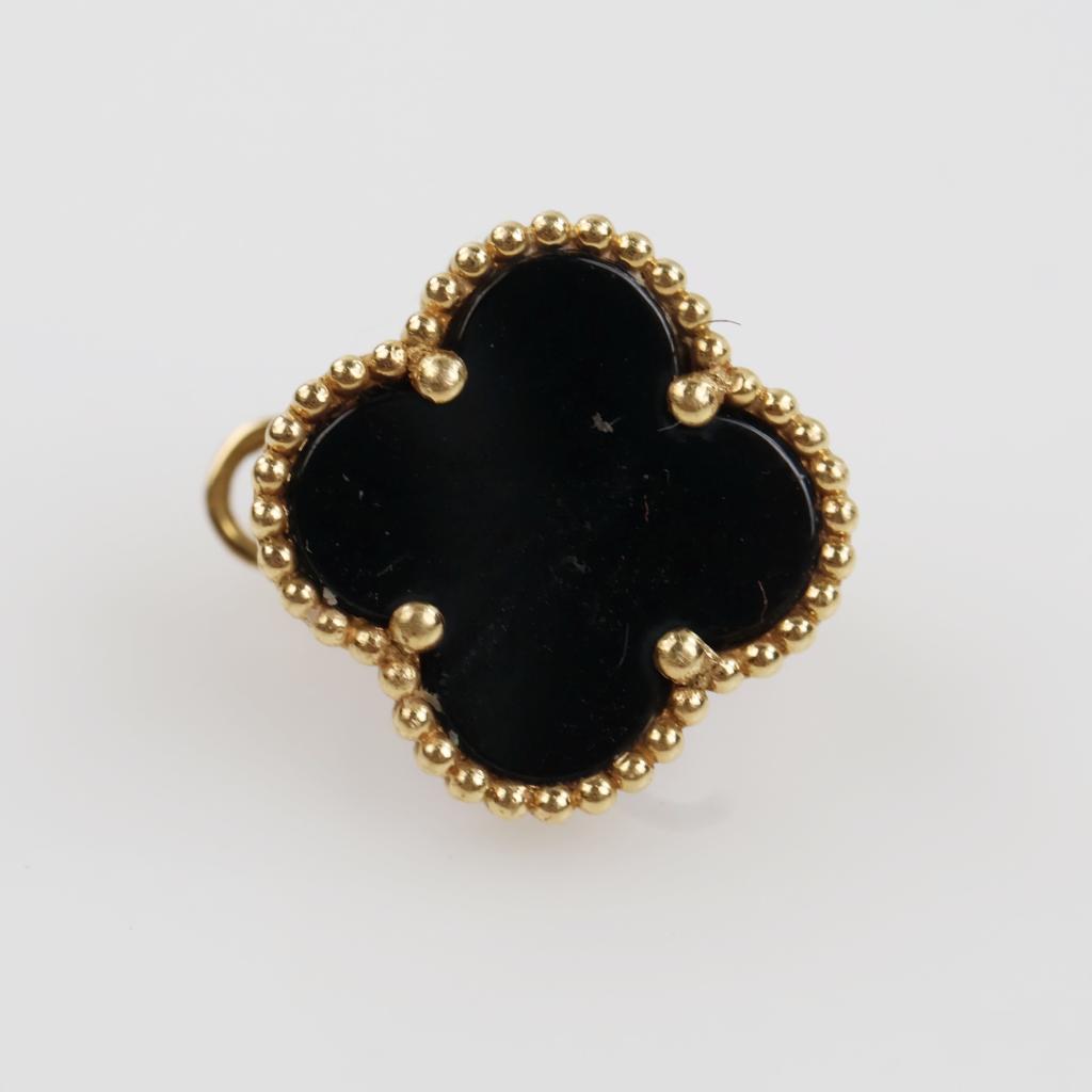 18kt Gold Accent Black Stone Earring