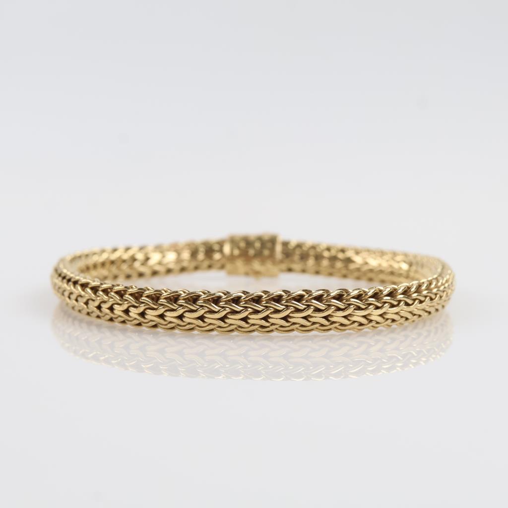 18kt Gold Braided Mesh Bracelet, Evaluated By Our Certified Gemologist-AGS/GIA